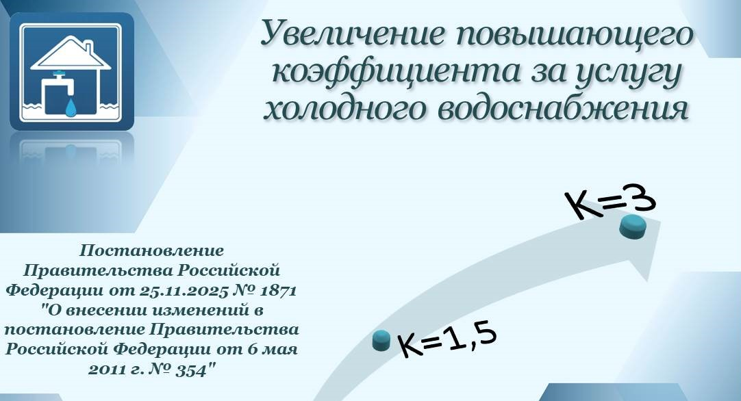 Увеличение повышающего коэффициента за услугу холодного водоснабжения